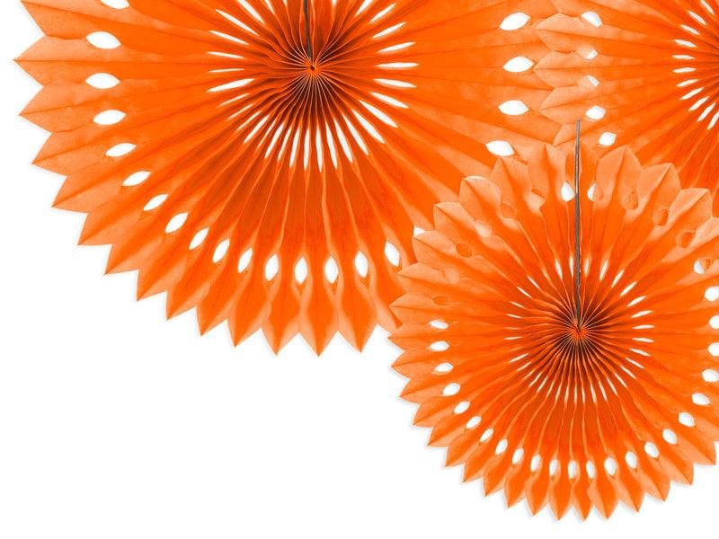 Dekorative Rosetten, Orange, 20-30cm (1 VPE / 3 Stk.) - FeierGlanz