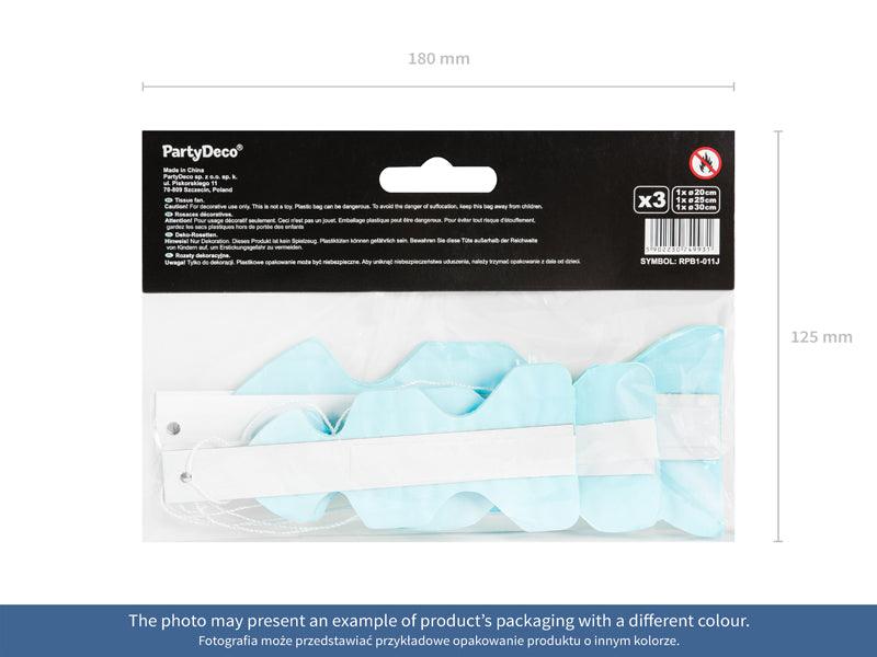 Dekorative Rosetten, Hellblau, 20-30cm (1 VPE / 3 Stk.) - FeierGlanz
