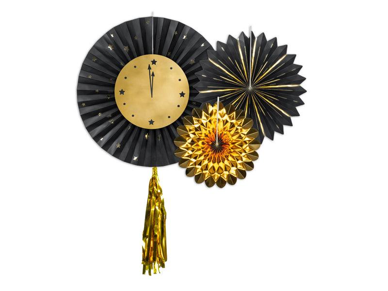 Deko-Rosetten Uhr, Mix, 26-43 cm (1 VPE / 3 Stk.) - FeierGlanz