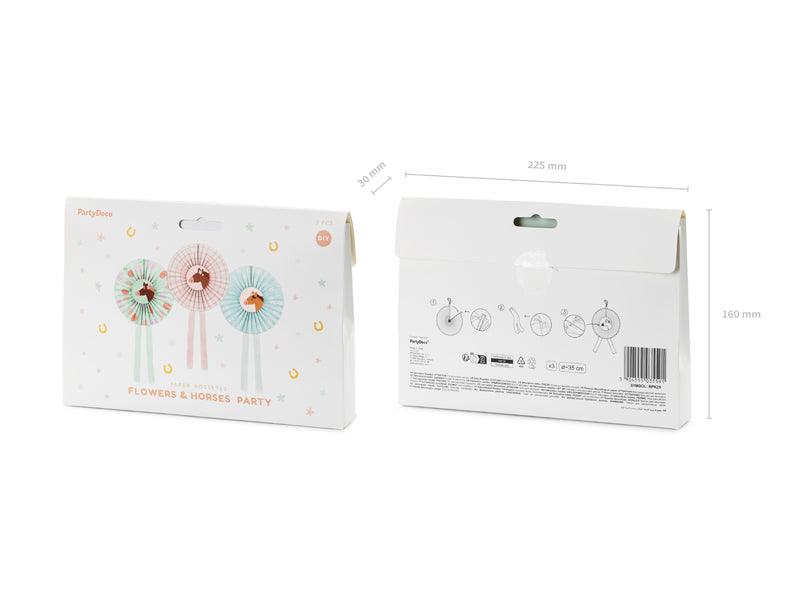 Dekorative rosetten Pferde, Mix, 35 cm (1 VPE / 3 Stk.) - FeierGlanz
