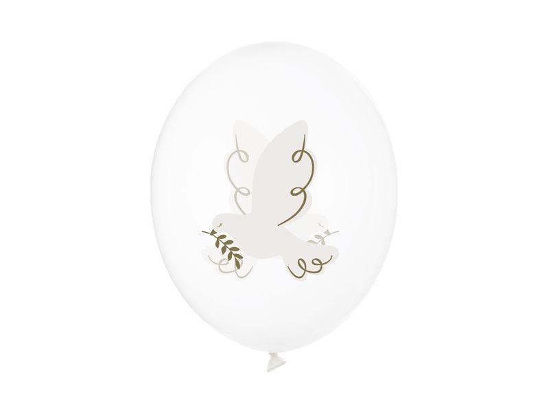 Luftballons 30 cm, Taube, Crystal Clear (1 VPE / 6 Stk.) - FeierGlanz