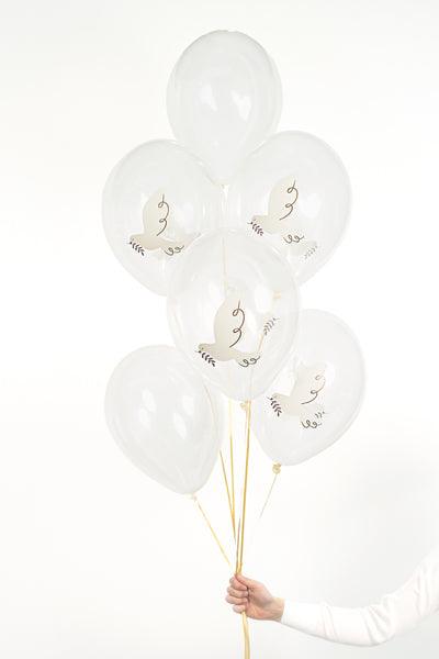 Luftballons 30 cm, Taube, Crystal Clear (1 VPE / 6 Stk.) - FeierGlanz