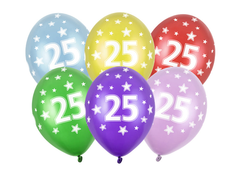 Ballons 30cm, 1st - 80th Birthday, Metallic Mix (1 VPE / 50 Stk.) - FeierGlanz