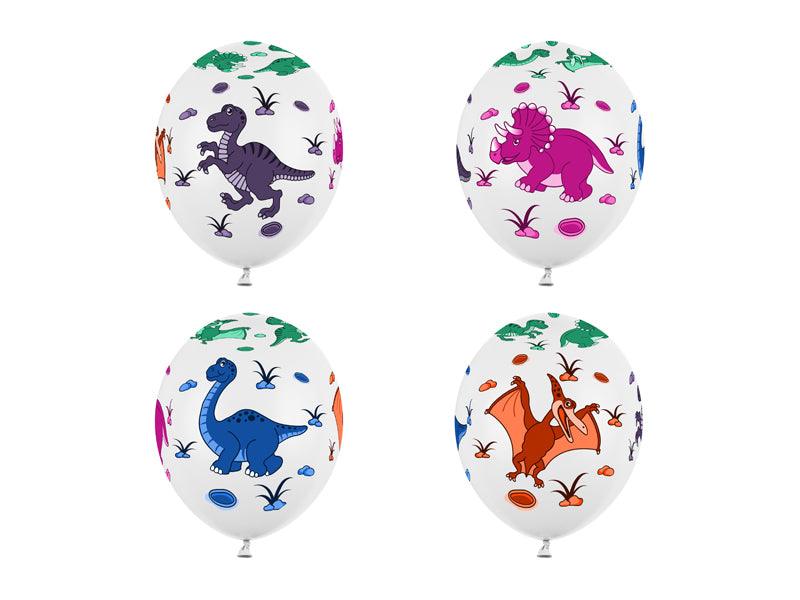 Ballons 30cm, Dinosaurier, Pastel Pure White (1 VPE / 6 Stk.) - FeierGlanz