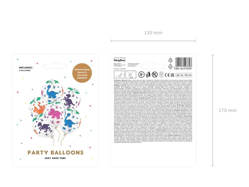 Ballons 30cm, Dinosaurier, Pastel Pure White (1 VPE / 6 Stk.) - FeierGlanz