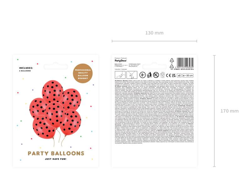 Ballons 30cm, Punkte, Pastel Poppy Red (1 VPE / 6 Stk.) - FeierGlanz