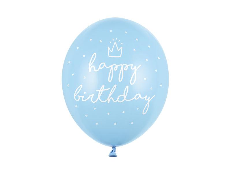 Ballons 30cm, happy birthday, P. Baby Blau (1 VPE / 50 Stk.) - FeierGlanz