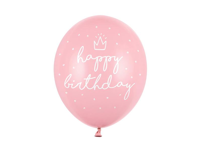 Ballons 30cm, happy birthday, P. Baby Pink (1 VPE / 50 Stk.) - FeierGlanz