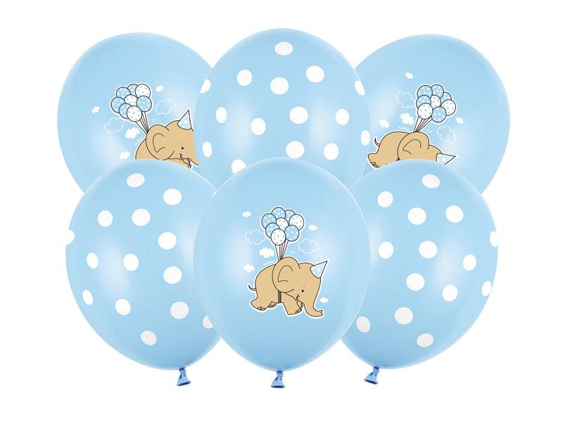Ballons 30cm, Elefant, Pastel Baby Blue Mix (1 VPE / 6 Stk.) - FeierGlanz