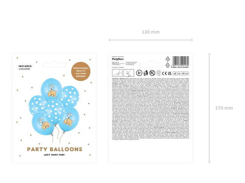 Ballons 30cm, Elefant, Pastel Baby Blue Mix (1 VPE / 6 Stk.) - FeierGlanz
