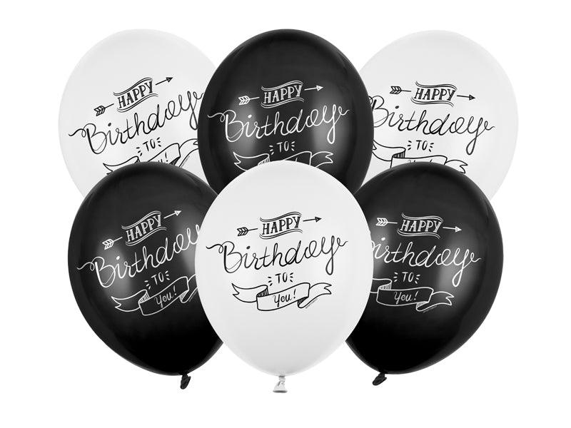 Ballons 30cm, Happy Birthday, Pastel Mix (1 VPE / 6 Stk.) - FeierGlanz