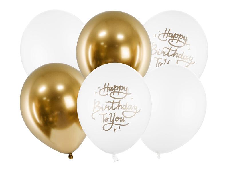 Ballons 30cm, Happy Birthday To You, Mix (1 VPE / 6 Stk.) - FeierGlanz