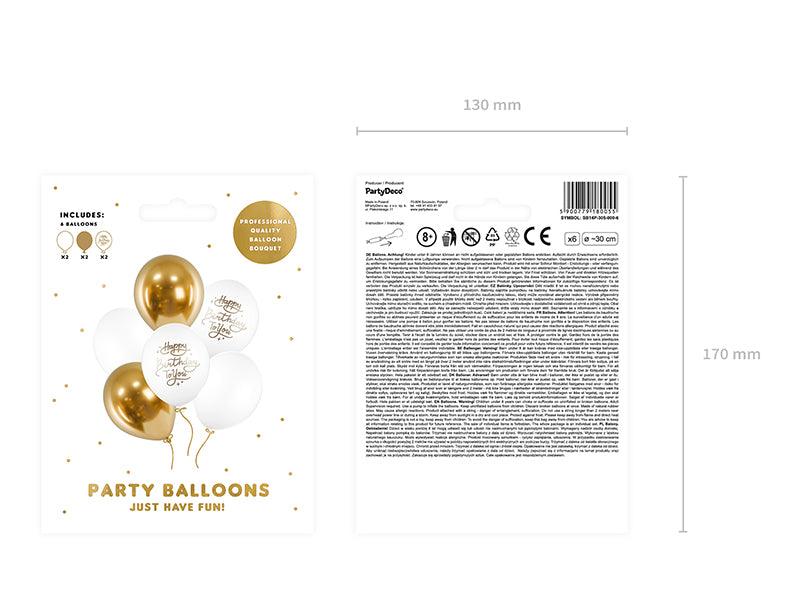 Ballons 30cm, Happy Birthday To You, Mix (1 VPE / 6 Stk.) - FeierGlanz
