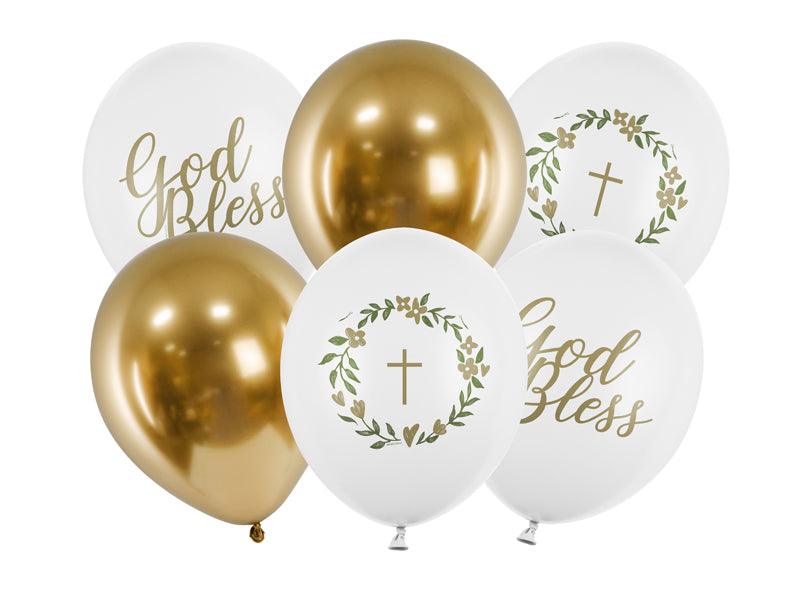 Ballons 30 cm, God Bless, mix (1 VPE / 6 Stk.) - FeierGlanz