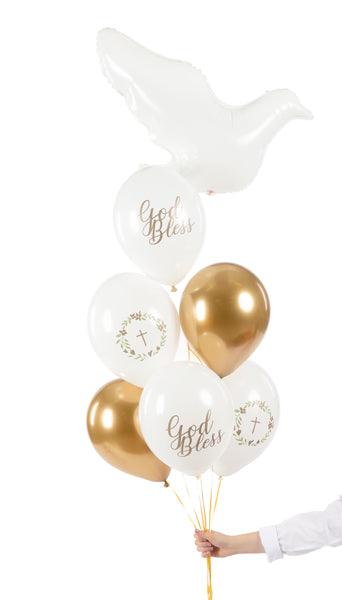 Ballons 30 cm, God Bless, Pastel Pure White (1 VPE / 50 Stk.) - FeierGlanz