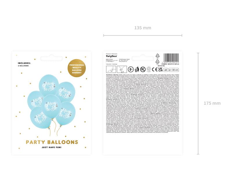 Ballons 30 cm, Mom to Be, Pastel Light Blue (1 VPE / 6 Stk.) - FeierGlanz