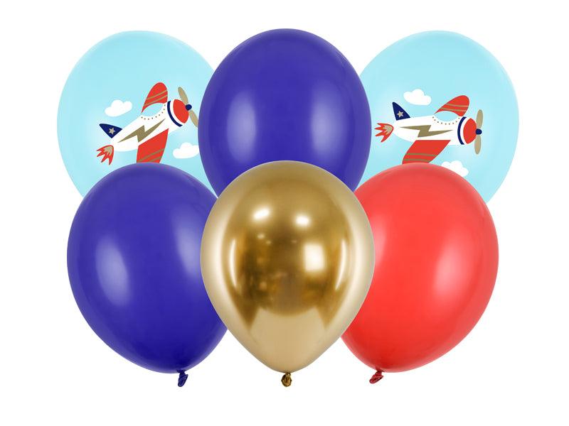Ballons 30 cm, Flugzeug, mix (1 VPE / 6 Stk.) - FeierGlanz
