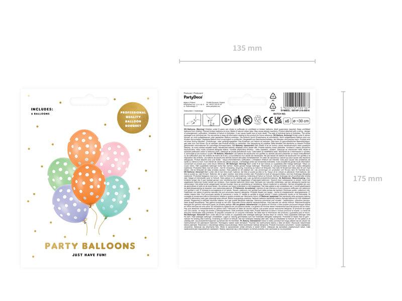 Ballons 30 cm, Punkte, mix (1 VPE / 6 Stk.) - FeierGlanz