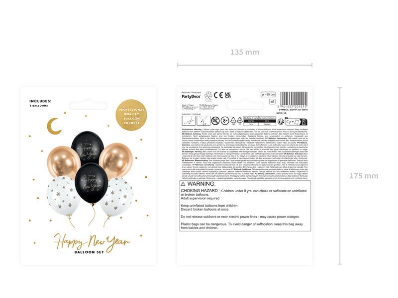Luftballons 30 cm, Happy New Year, mix (1 VPE / 50 Stk.) - FeierGlanz