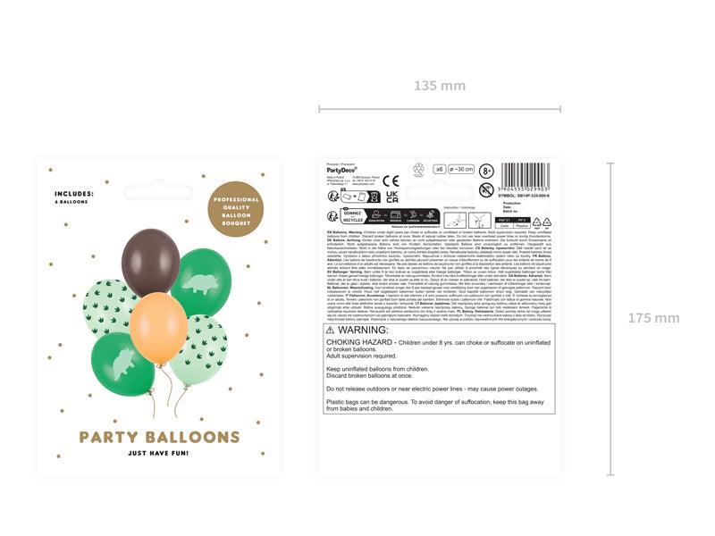 Luftballons 30 cm, Dinosaurier, Mix (1 VPE / 6 Stk.) - FeierGlanz