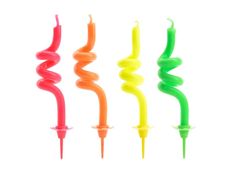 Gedrehte Geburtstagskerzen, Mix, 8cm (1 VPE / 4 Stk.) - FeierGlanz