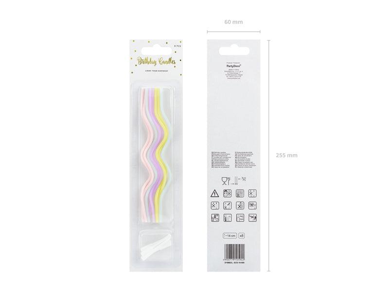 Gedrehte Geburtstagskerzen, Mix, 14cm (1 VPE / 8 Stk.) - FeierGlanz