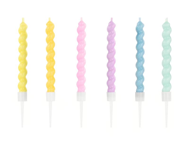 Gedrehte Geburtstagskerzen, 8.5 cm, Mix (1 VPE / 6 Stk.) - FeierGlanz