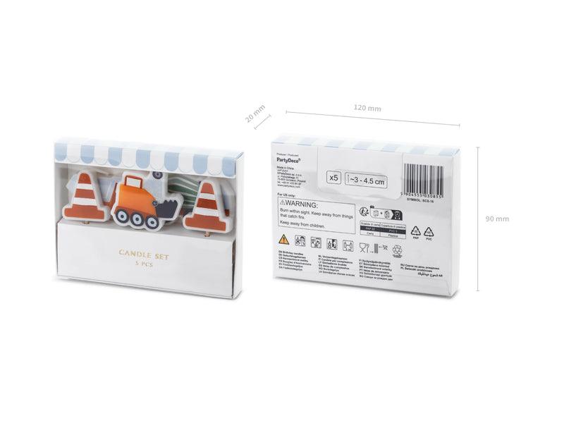Geburtstagskerzen Straßenarbeiten, 3-4.5 cm, mix (1 VPE / 5 Stk.) - FeierGlanz