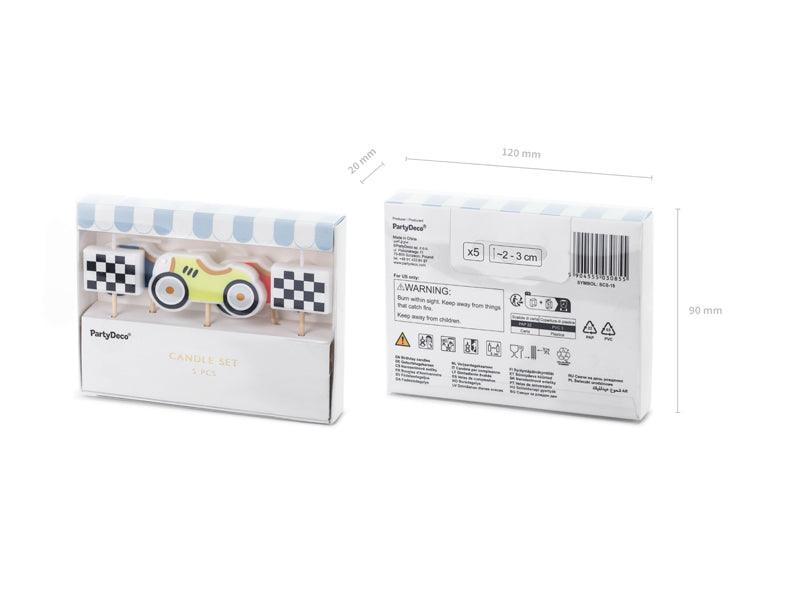 Geburtstagskerzen Rennautos, 2-3 cm, mix (1 VPE / 5 Stk.) - FeierGlanz