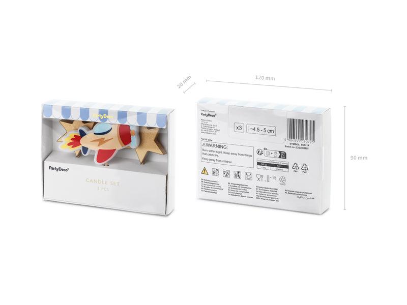 Geburtstagskerzen Flugzeug, 4.5-5 cm, mix (1 VPE / 3 Stk.) - FeierGlanz