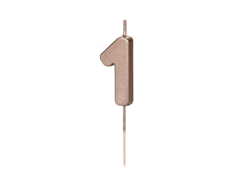 Geburtstagskerze Zahl, Roségold, 4,5 cm - FeierGlanz