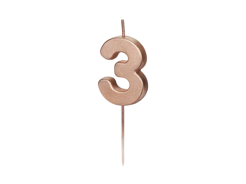 Geburtstagskerze Zahl, Roségold, 4,5 cm - FeierGlanz