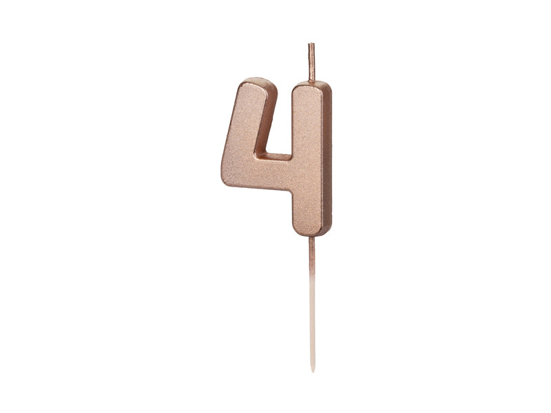 Geburtstagskerze Zahl, Roségold, 4,5 cm - FeierGlanz