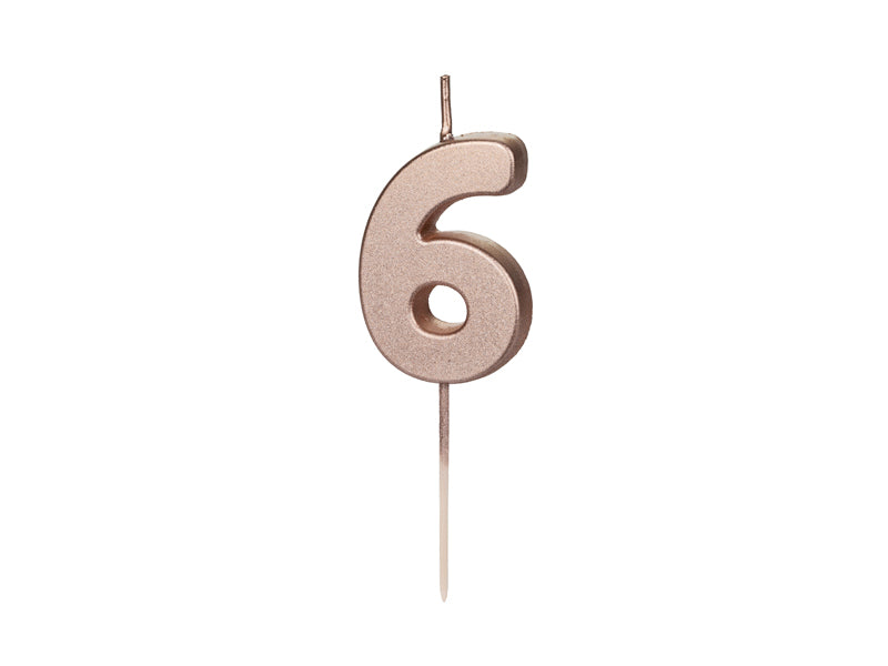 Geburtstagskerze Zahl, Roségold, 4,5 cm - FeierGlanz