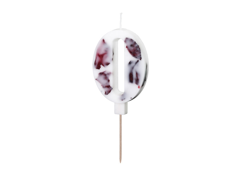 Geburtstagskerze Zahl, Weiß mit Blumenblüten, 8 cm - FeierGlanz