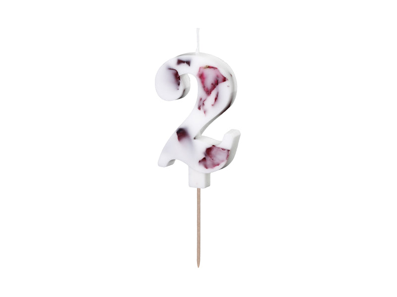 Geburtstagskerze Zahl, Weiß mit Blumenblüten, 8 cm - FeierGlanz