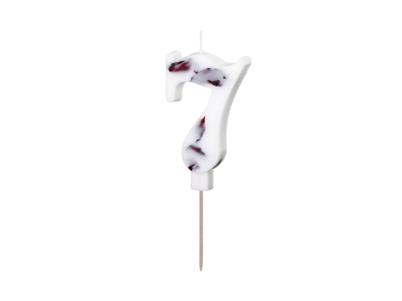 Geburtstagskerze Zahl, Weiß mit Blumenblüten, 8 cm - FeierGlanz