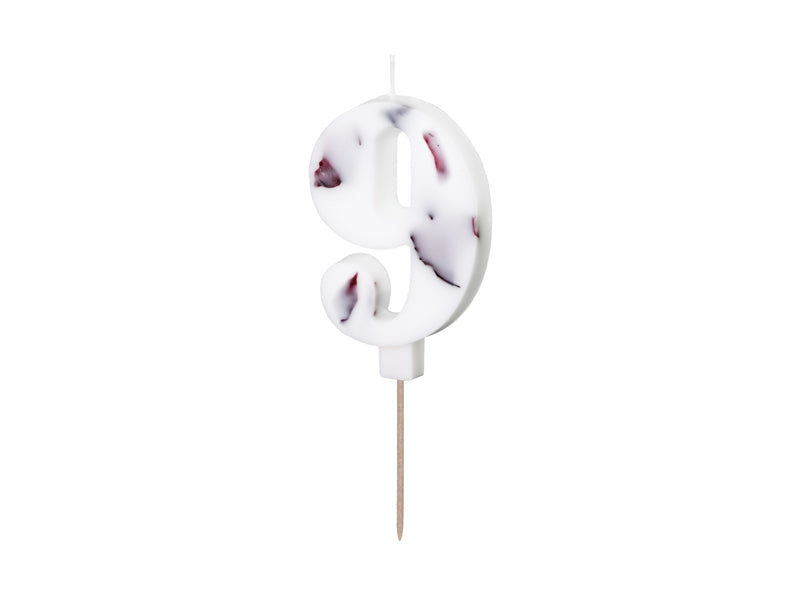 Geburtstagskerze Zahl, Weiß mit Blumenblüten, 8 cm - FeierGlanz