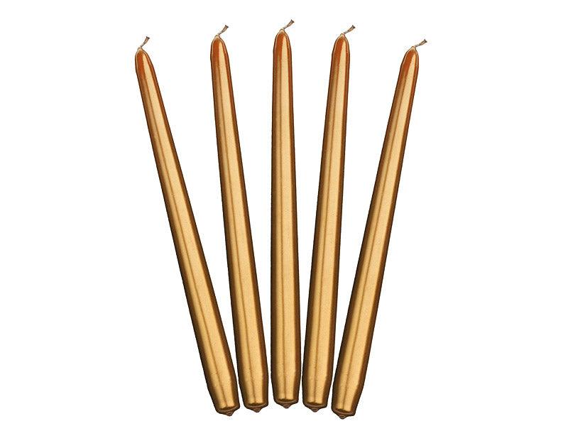 Metallisierte Kegelkerze, gold, 29cm (1 VPE / 10 Stk.) - FeierGlanz