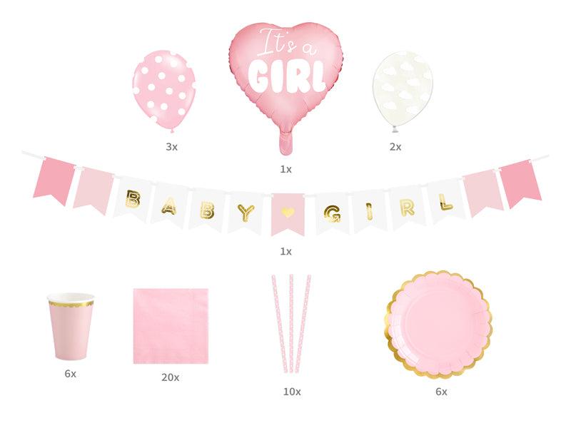 Set mit Partydekorationen - It's a girl (1 VPE / 49 Stk.) - FeierGlanz