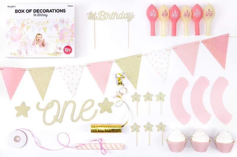 Set mit Partydekorationen - 1st Birthday, gold - FeierGlanz