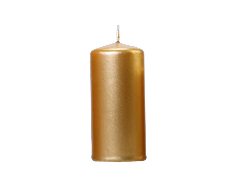 Metallisierte Stumpenkerze, gold, 12 x 6cm (1 VPE / 6 Stk.) - FeierGlanz