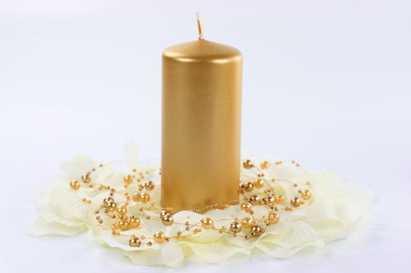 Metallisierte Stumpenkerze, gold, 12 x 6cm (1 VPE / 6 Stk.) - FeierGlanz
