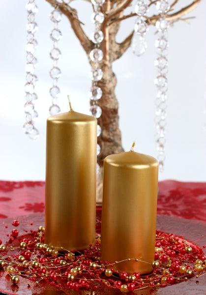 Metallisierte Stumpenkerze, gold, 12 x 6cm (1 VPE / 6 Stk.) - FeierGlanz