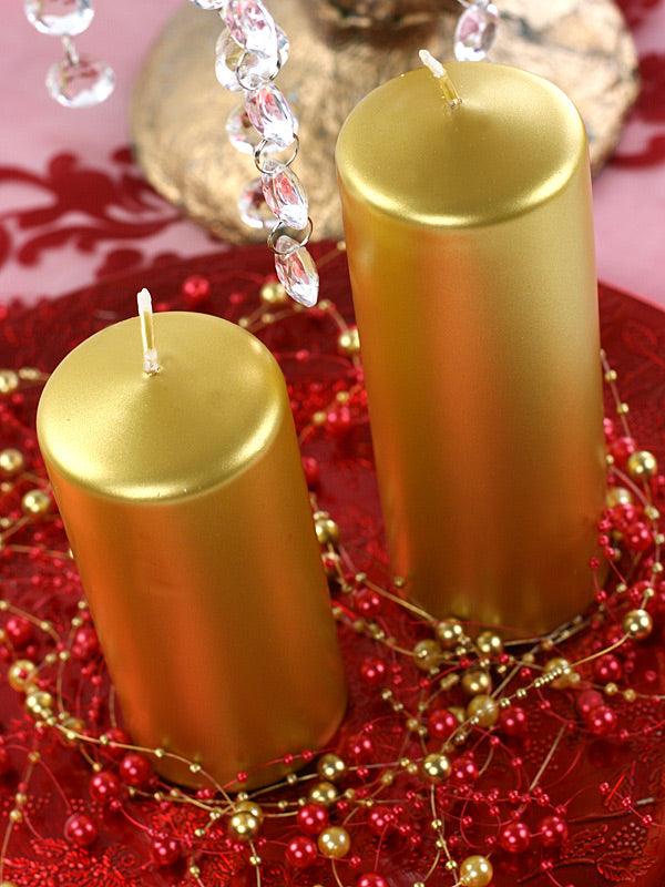 Metallisierte Stumpenkerze, gold, 12 x 6cm (1 VPE / 6 Stk.) - FeierGlanz