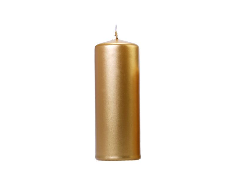 Metallisierte Stumpenkerze, gold, 15 x 6cm (1 VPE / 6 Stk.) - FeierGlanz