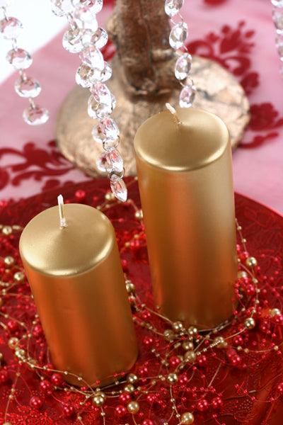 Metallisierte Stumpenkerze, gold, 15 x 6cm (1 VPE / 6 Stk.) - FeierGlanz