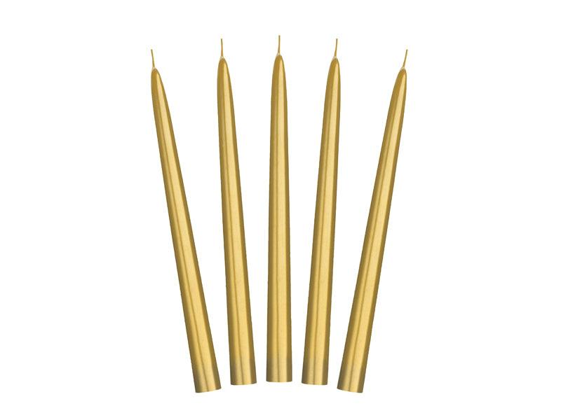 Metallisierte Kegelkerze, gold, 24cm (1 VPE / 10 Stk.) - FeierGlanz