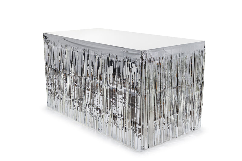 Tischumrandung mit Fransen, silber, 300x80cm - FeierGlanz