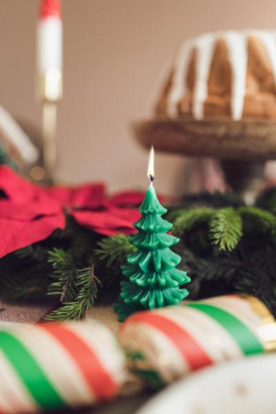 Kerze Weihnachtsbaum, 10 cm, dunkelgrün - FeierGlanz